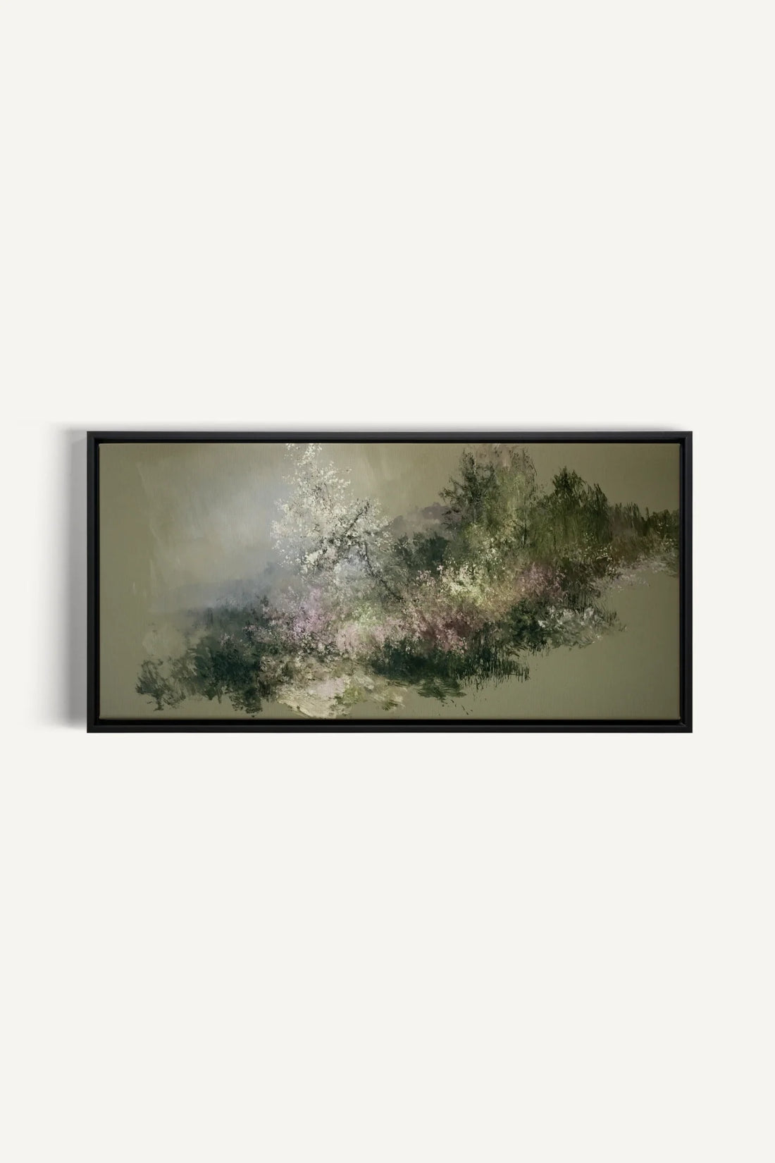 JARDIN DES BRUMES, Oeuvre sur toile étirée, encadré Noir