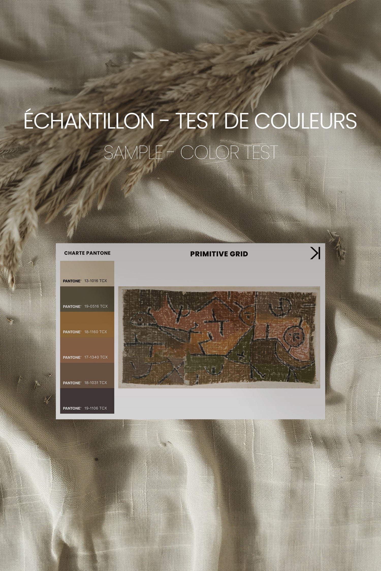 PRIMITIVE GRID, Oeuvre sur toile étirée, encadré Noir