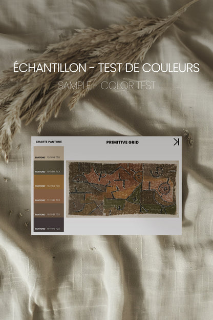 PRIMITIVE GRID, Oeuvre sur toile étirée, encadré Noir