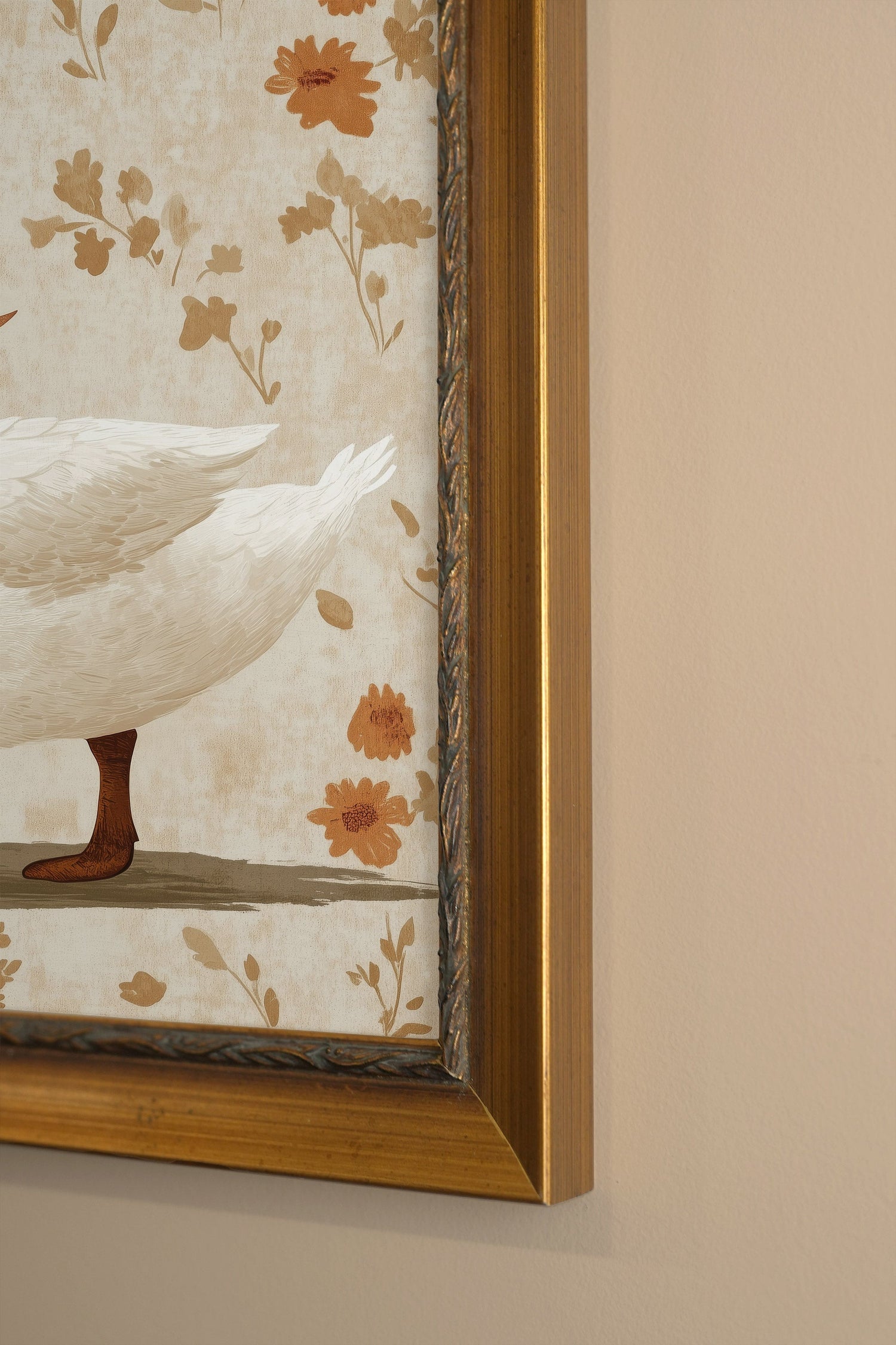 CANARD ÉLÉGANT, Oeuvre sur toile rigide, encadré Vintage Or