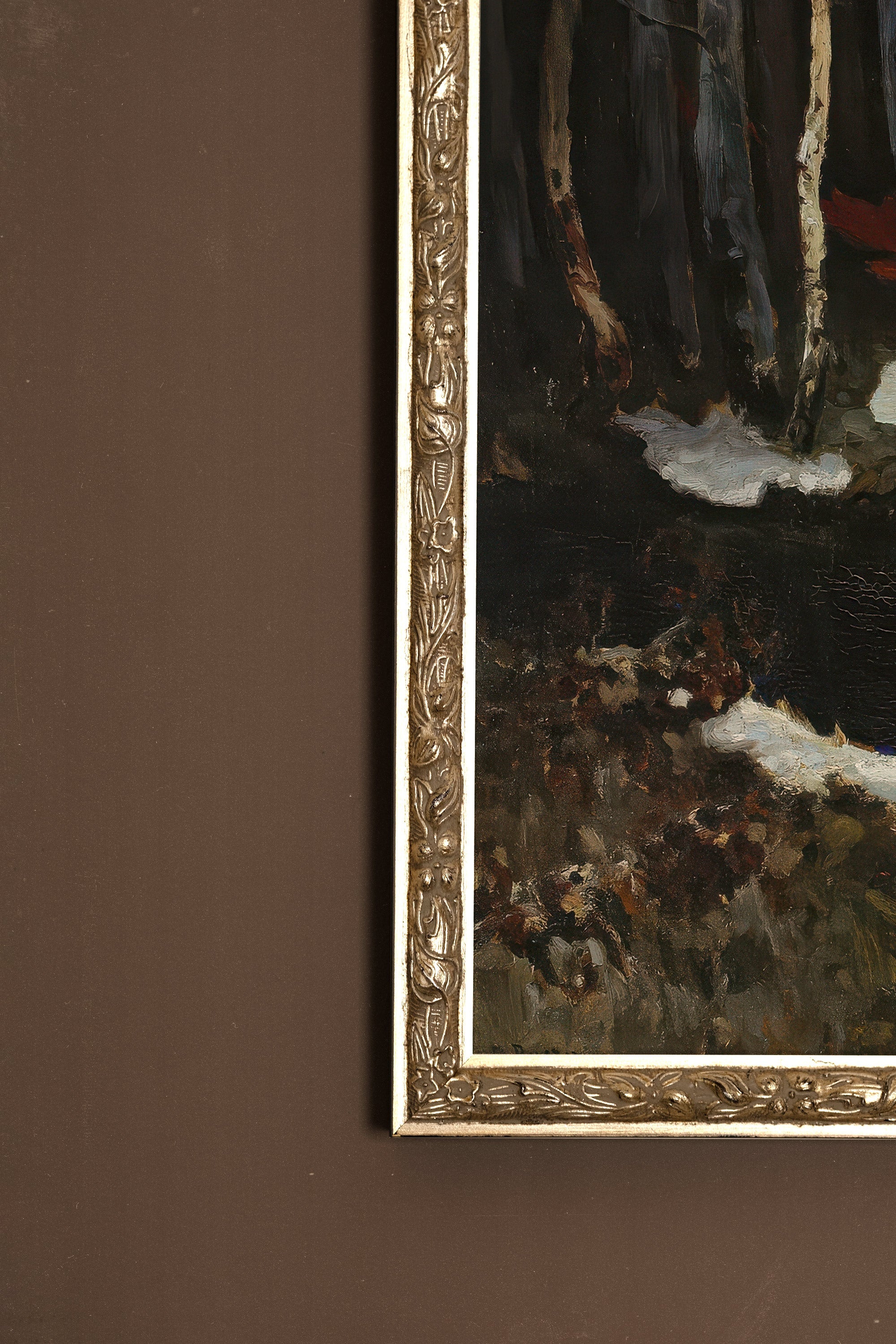 FROZEN AMBER, Work on canvas, framed Vintage Silver