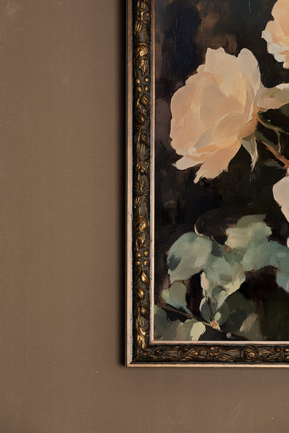 FLEUR DE VELOURS, Oeuvre sur toile rigide, encadré Vintage Bronze