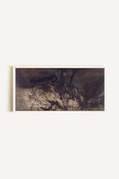 OBSIDIAN PATH, Oeuvre sur toile étirée, encadré Blanc