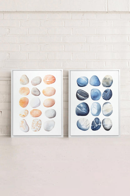OLEKA CANVAS - SHORELINE GEMS DUO, 2 Oeuvres sur toile étirée, encadré Blanc