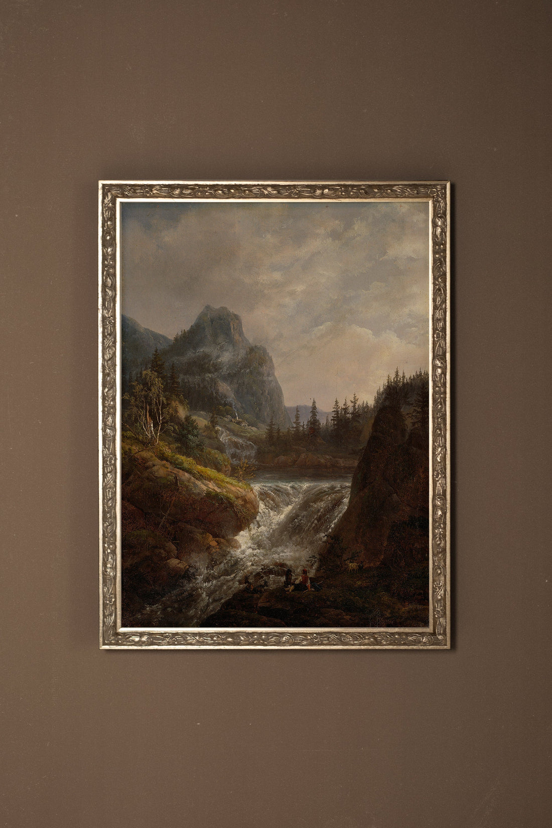 LES RIVES DU TEMPS, Artwork on stretched canvas, framed Vintage Silver