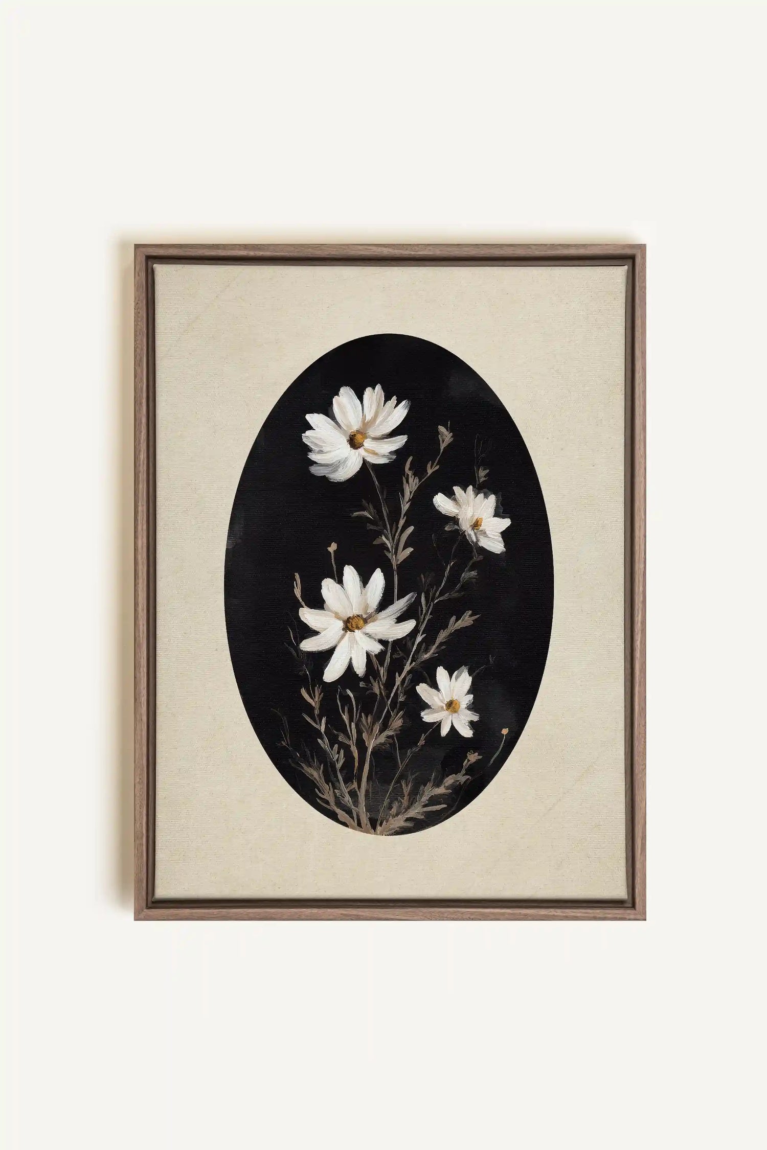 MINIMAL FLORA, Work on stretched canvas, framed Oak Brown