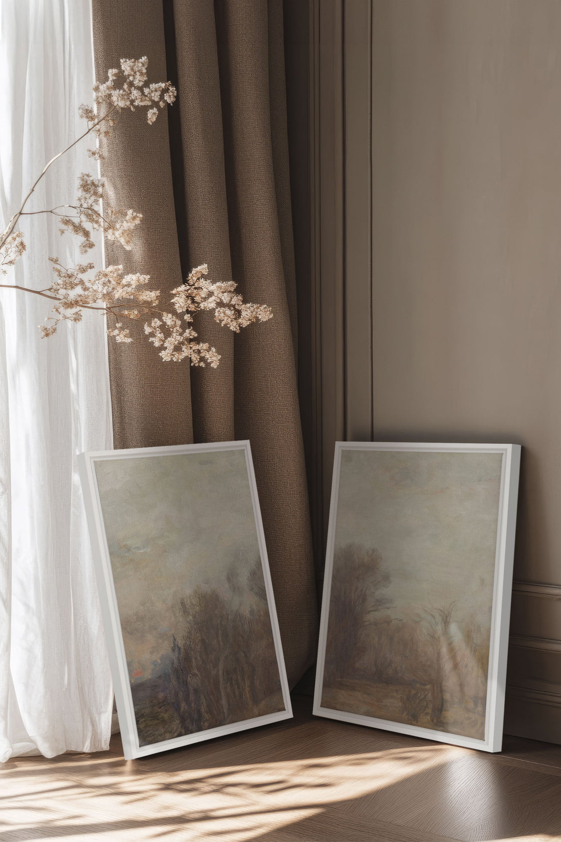 SILENT SEASON DUO, 2 Oeuvres sur toile étirée, encadré Blanc