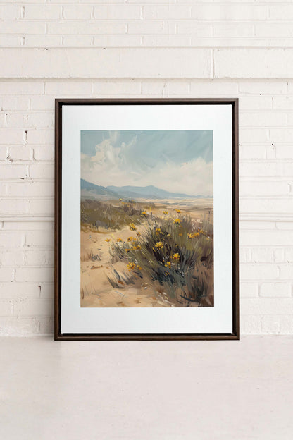 OLEKA CANVAS - GOLDEN PATHWAY, Oeuvre sur toile étirée, encadré Brun Noyer