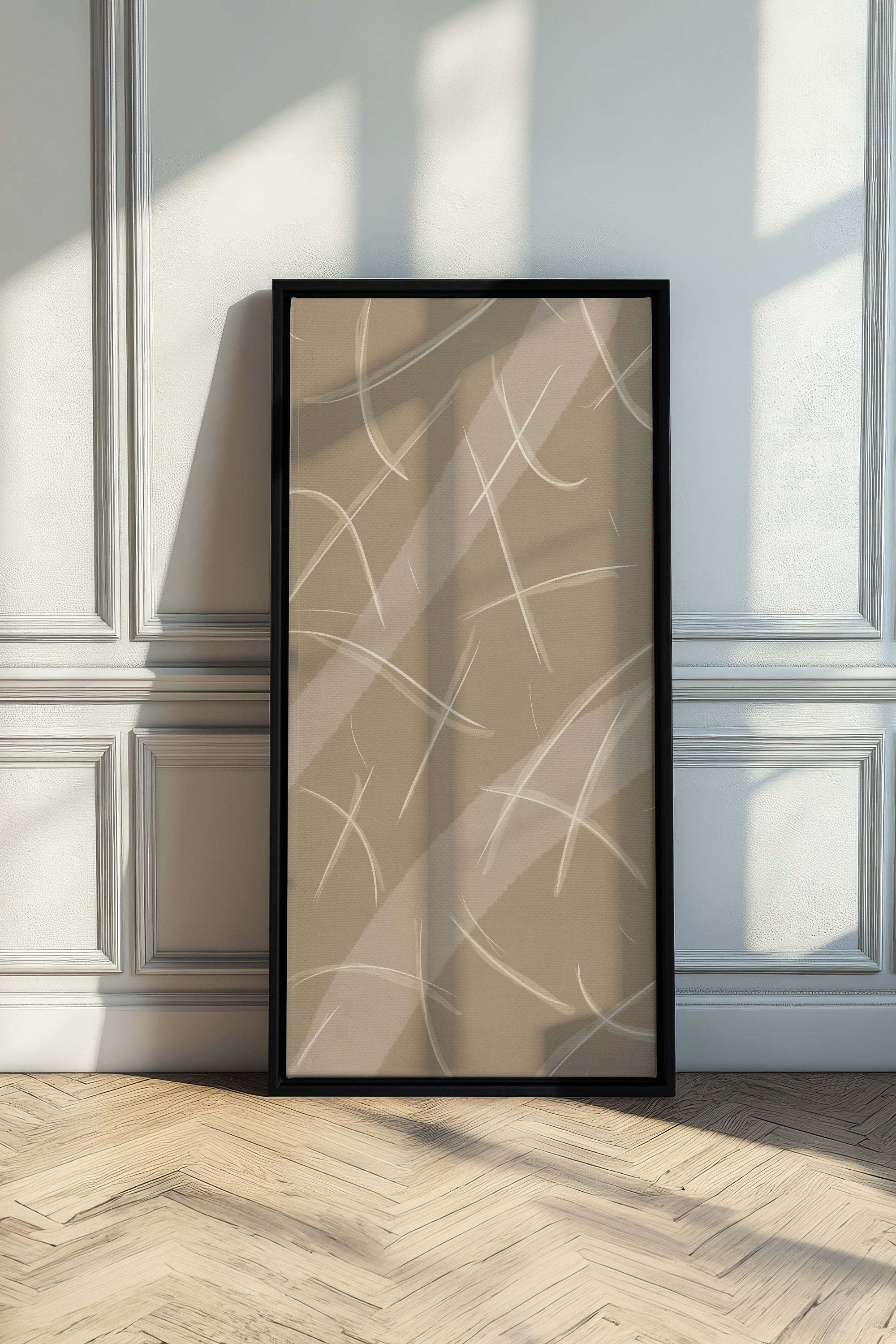 OLEKA CANVAS - LUMINOUS LINES, Oeuvre sur toile étirée, encadré Noir