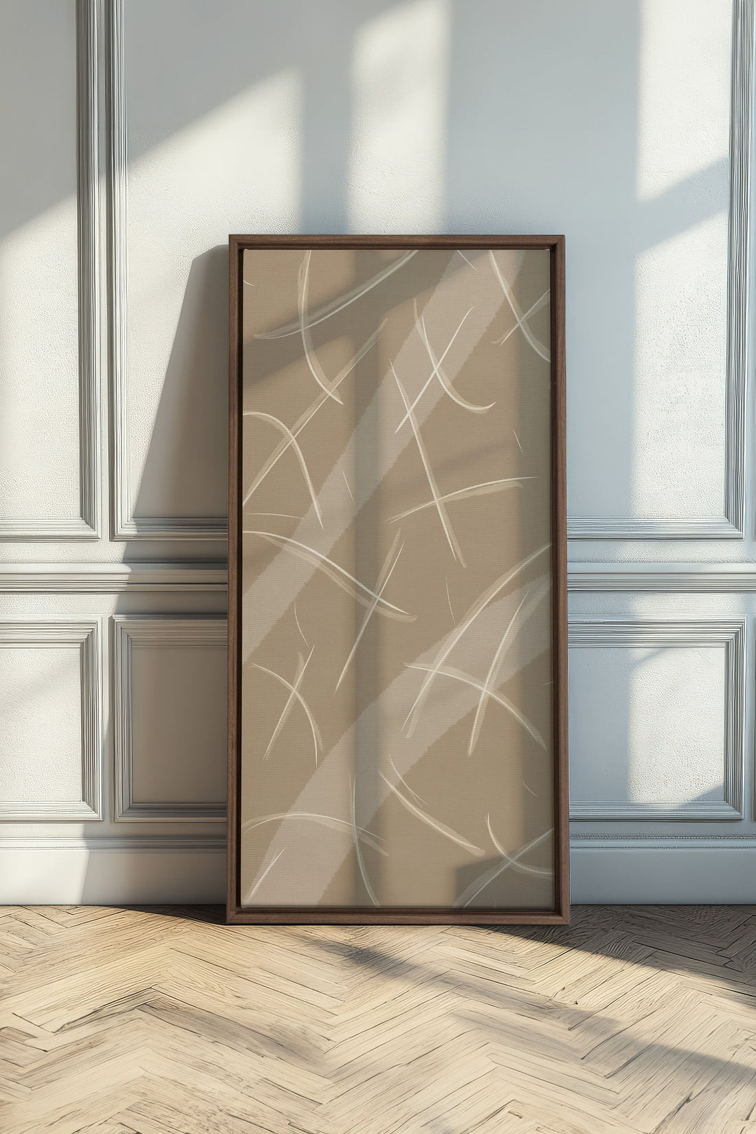 OLEKA CANVAS - LUMINOUS LINES, Oeuvre sur toile étirée, encadré Brun Chêne