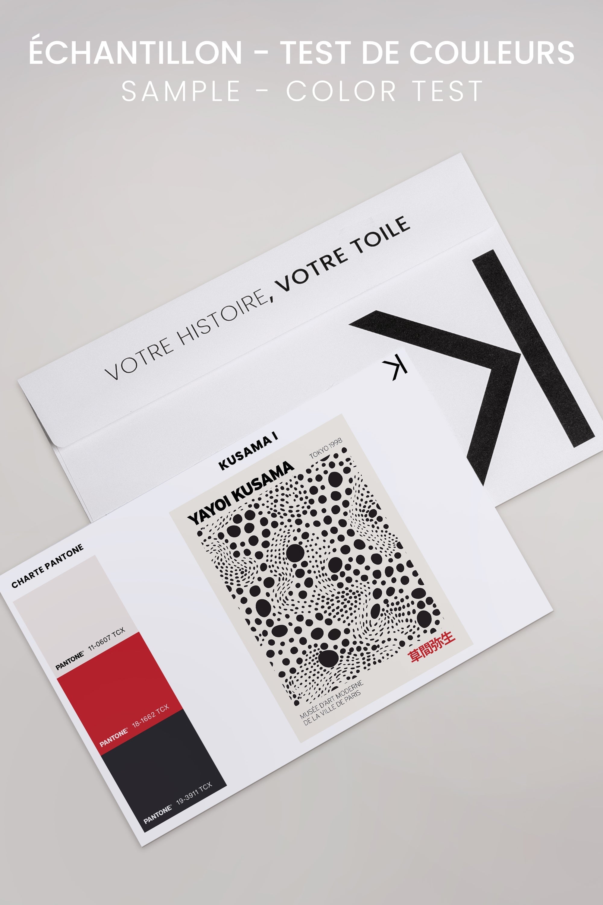 OLEKA CANVAS - KUSAMA II, Oeuvre sur toile étirée, encadré Brun Chêne