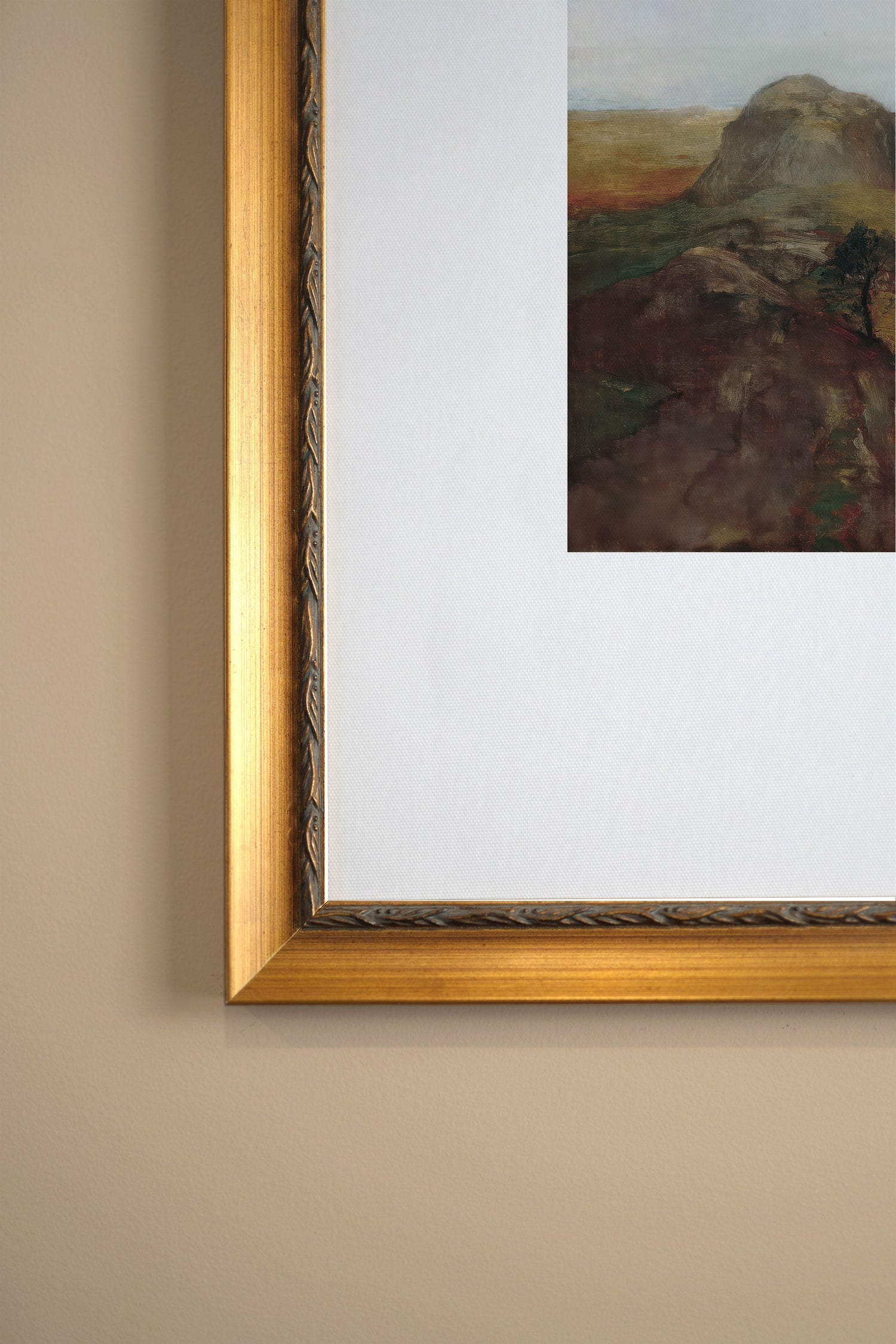 ANCIENT ROCK, Artwork on stretched canvas, framed Vintage Gold