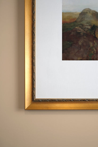 ANCIENT ROCK, Artwork on stretched canvas, framed Vintage Gold