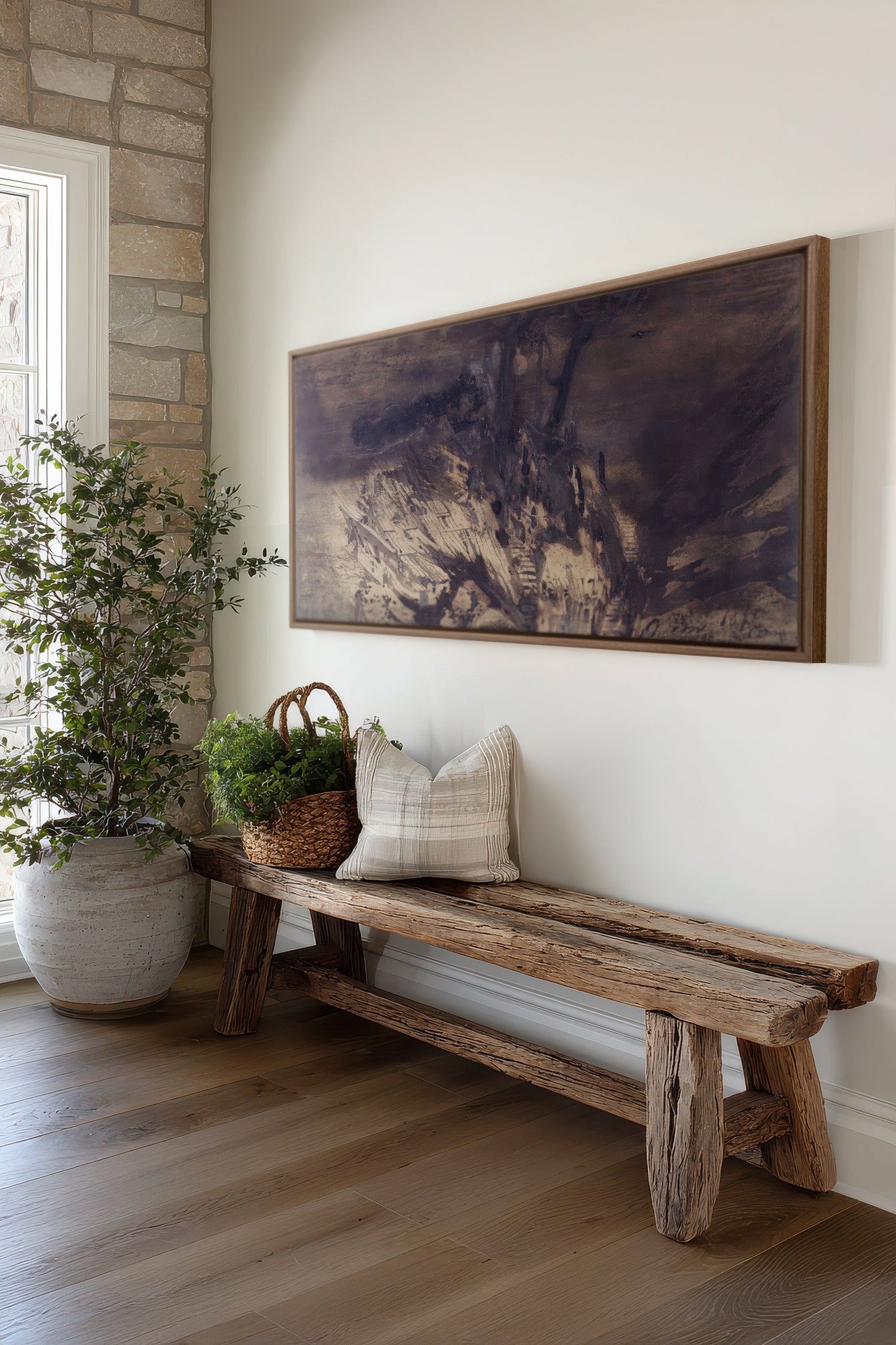 OBSIDIAN PATH, Oeuvre sur toile étirée, encadré Brun Chêne