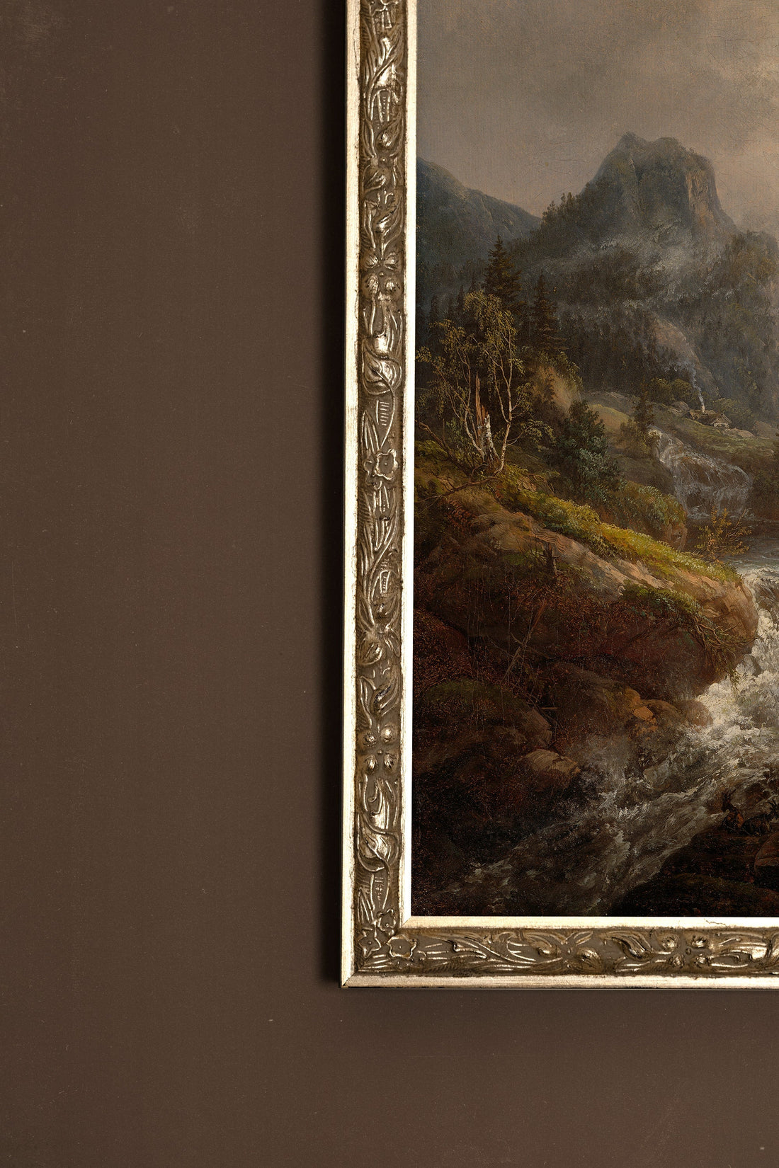 LES RIVES DU TEMPS, Artwork on stretched canvas, framed Vintage Silver