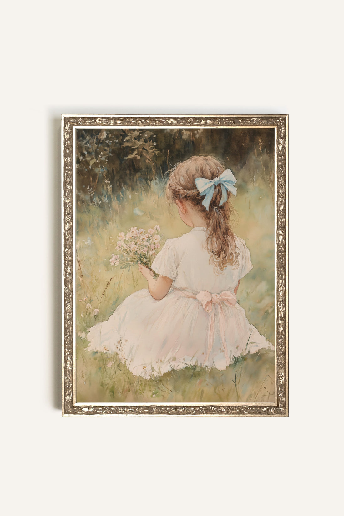 DOUCE ENFANCE, Artwork on rigid canvas, framed Vintage Silver