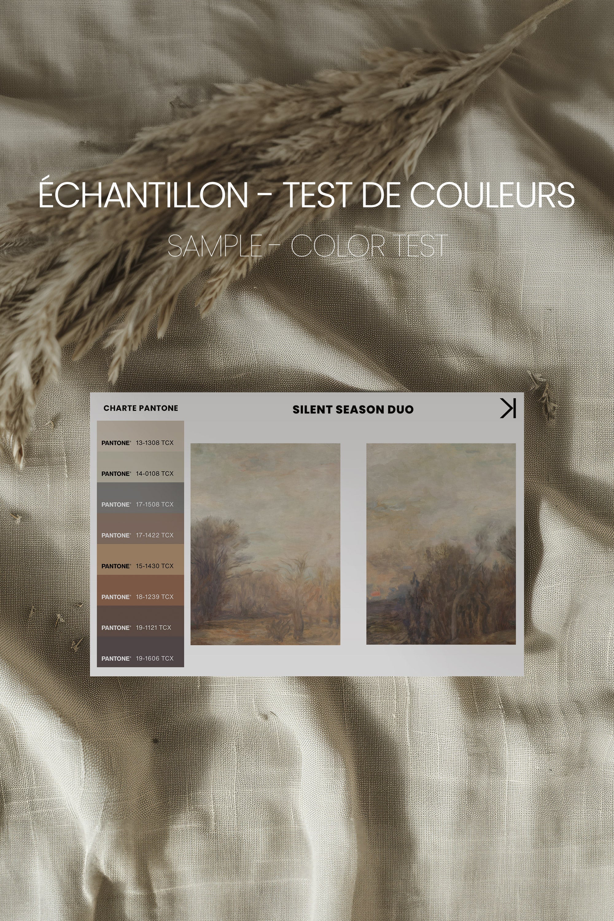 SILENT SEASON DUO, 2 Oeuvres sur toile étirée, encadré Brun Noyer