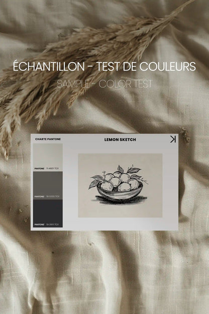 LEMON SKETCH, Oeuvre sur toile étirée, encadré Brun Noyer