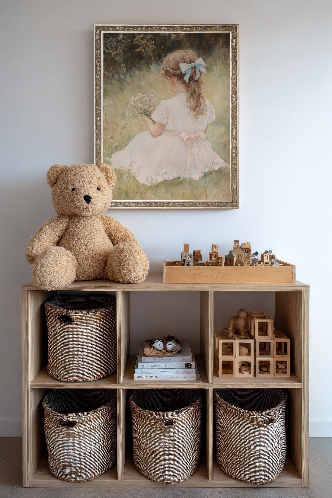 DOUCE ENFANCE, Artwork on rigid canvas, framed Vintage Silver