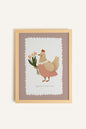 Poule en Fleurs, Toile rigide encadrée
