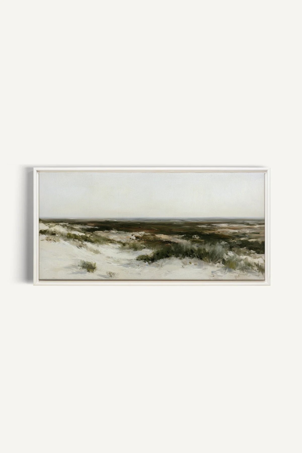 AU GRÉ DU RIVAGE, Oeuvre sur toile étirée, encadré Blanc