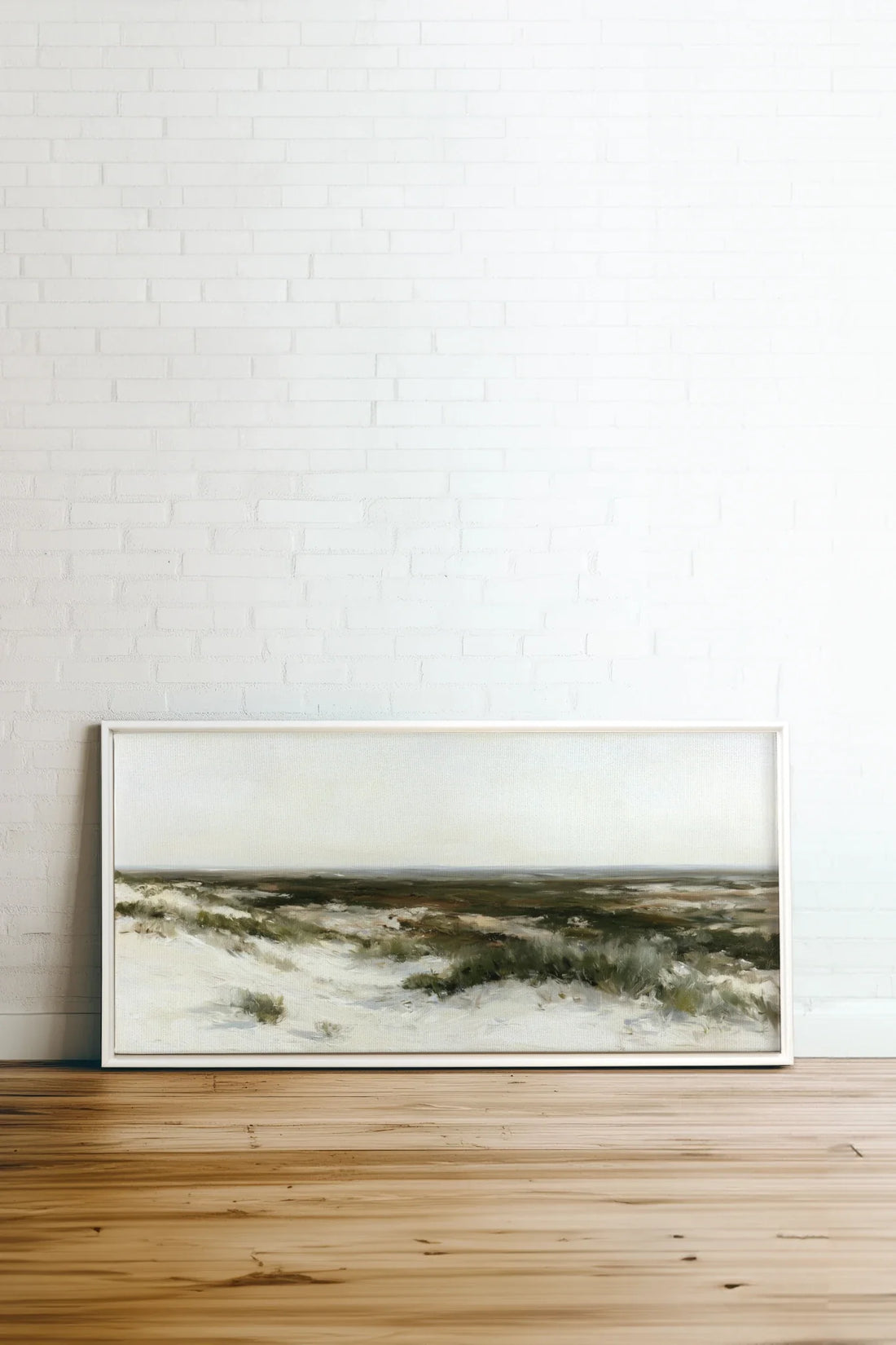 AU GRÉ DU RIVAGE, Oeuvre sur toile étirée, encadré Blanc