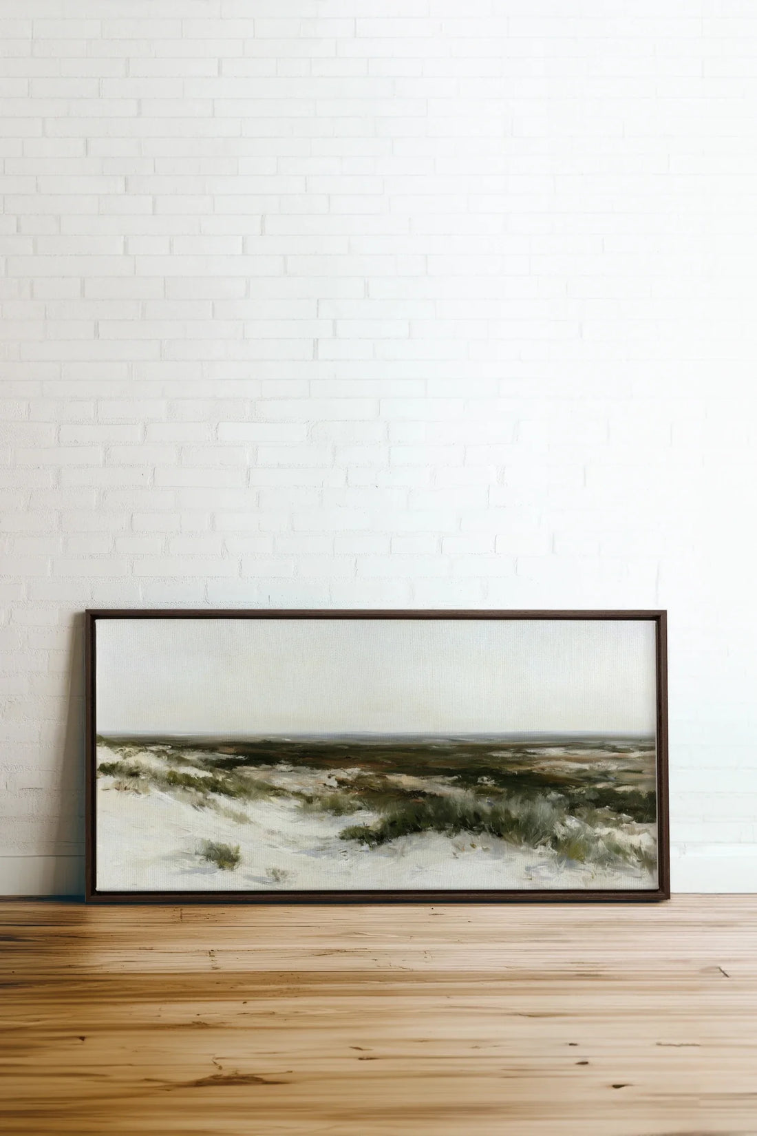 AU GRÉ DU RIVAGE, Oeuvre sur toile étirée, encadré Brun Noyer