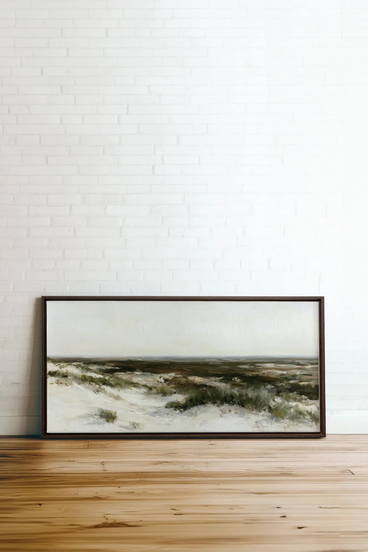 AU GRÉ DU RIVAGE, Oeuvre sur toile étirée, encadré Brun Noyer