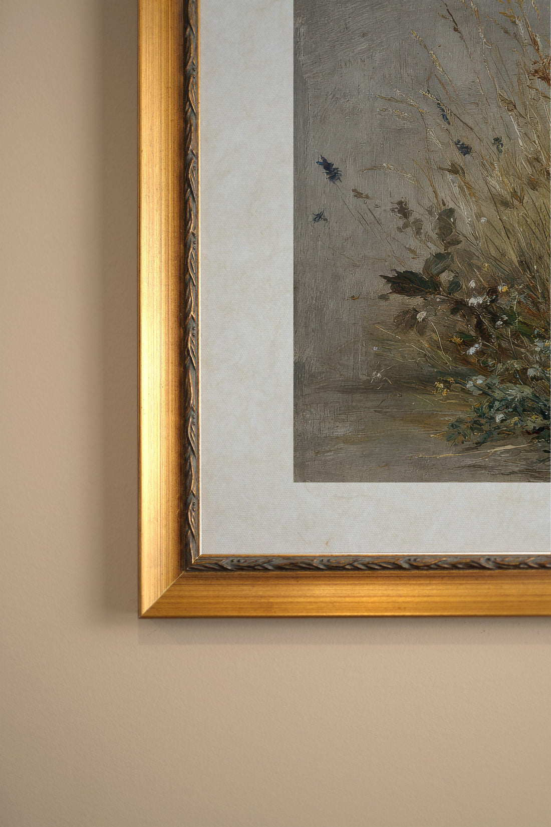 UNTAMED FIELD, Oeuvre sur toile rigide, encadré Vintage Or