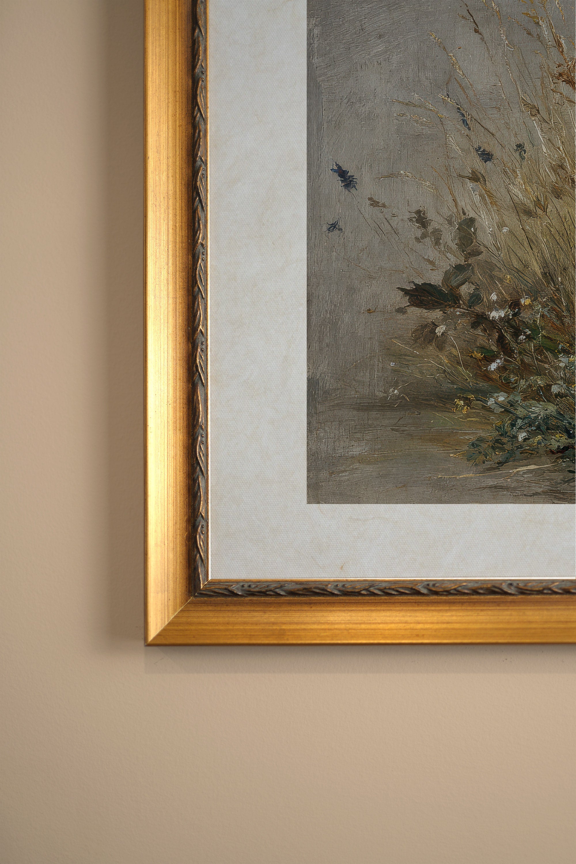 UNTAMED FIELD, Oeuvre sur toile rigide, encadré Vintage Or