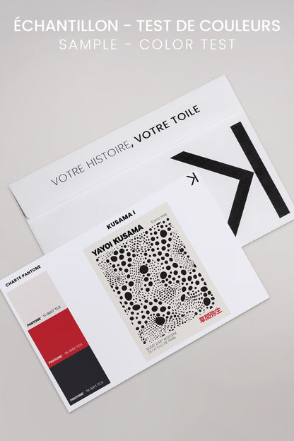 OLEKA CANVAS - KUSAMA II, Oeuvre sur toile étirée, encadré Brun Noyer