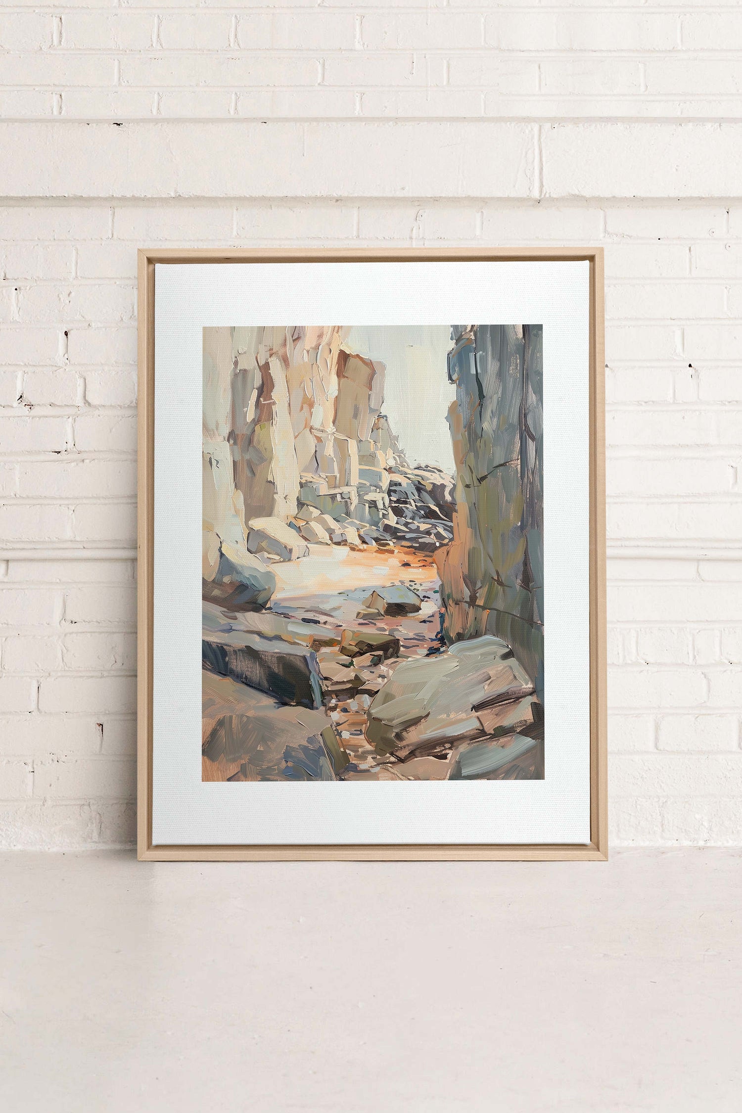 ROCKY PATHWAY, Artwork on stretched canvas, framed Natural Light