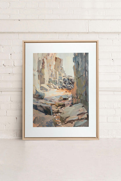 ROCKY PATHWAY, Artwork on stretched canvas, framed Natural Light