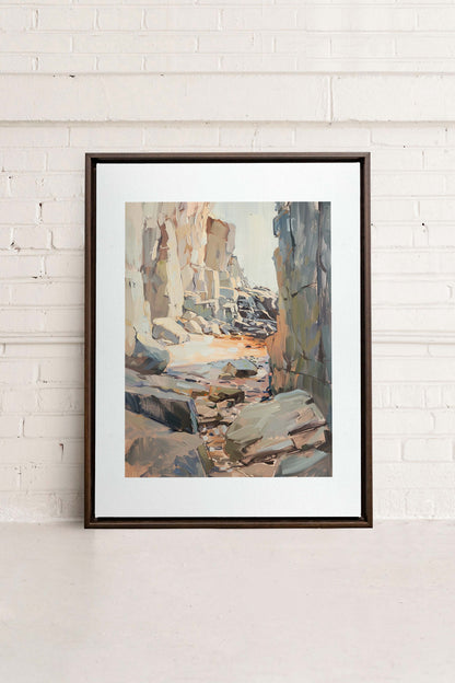 ROCKY PATHWAY, Oeuvre sur toile étirée, encadré Brun Noyer