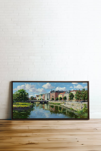 OLEKA CANVAS - NORTHERN CALM, Oeuvre sur toile étirée, encadré Brun Noyer