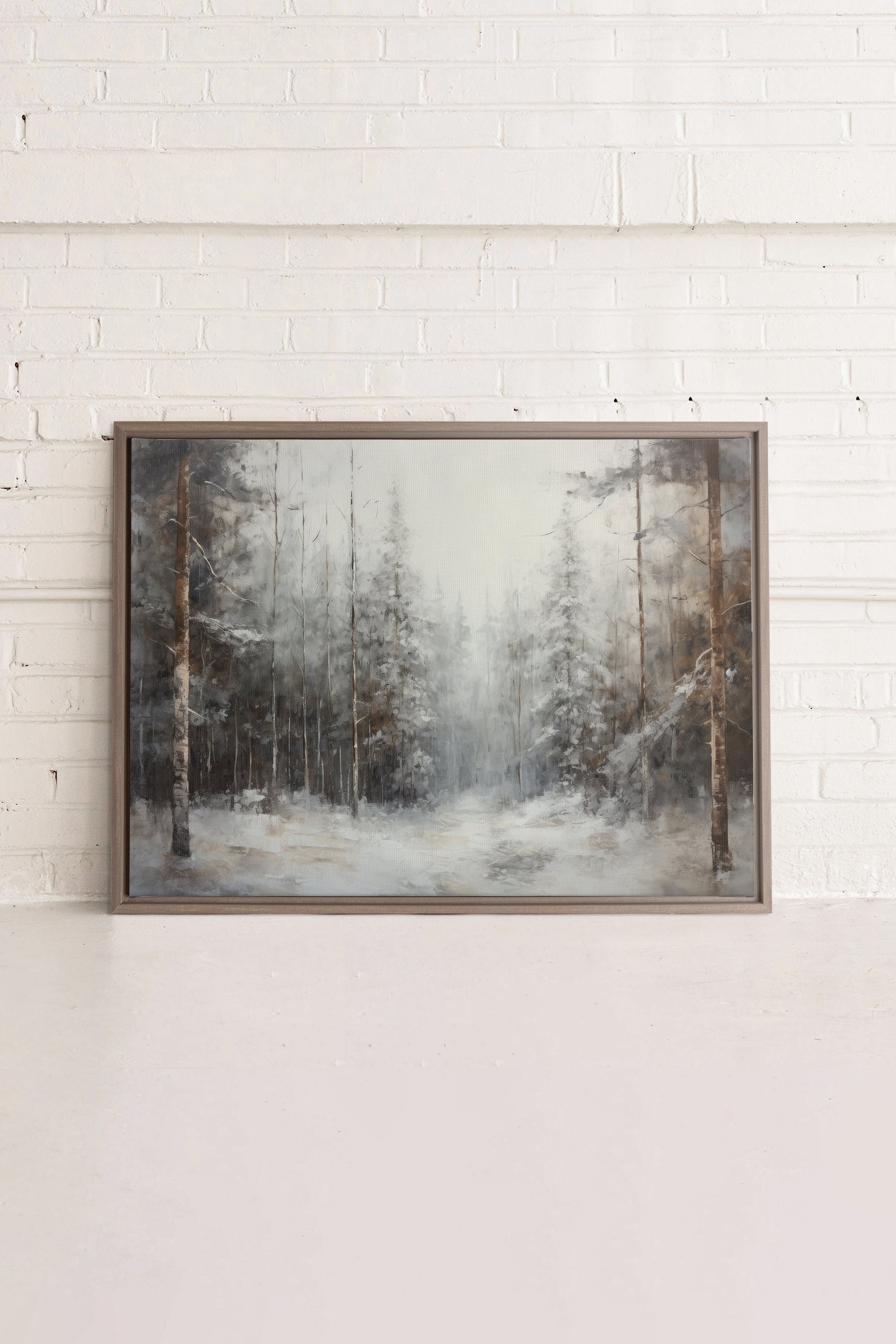 OLEKA CANVAS - WINTER SHADOWS, Oeuvre sur toile étirée, encadré Brun Chêne