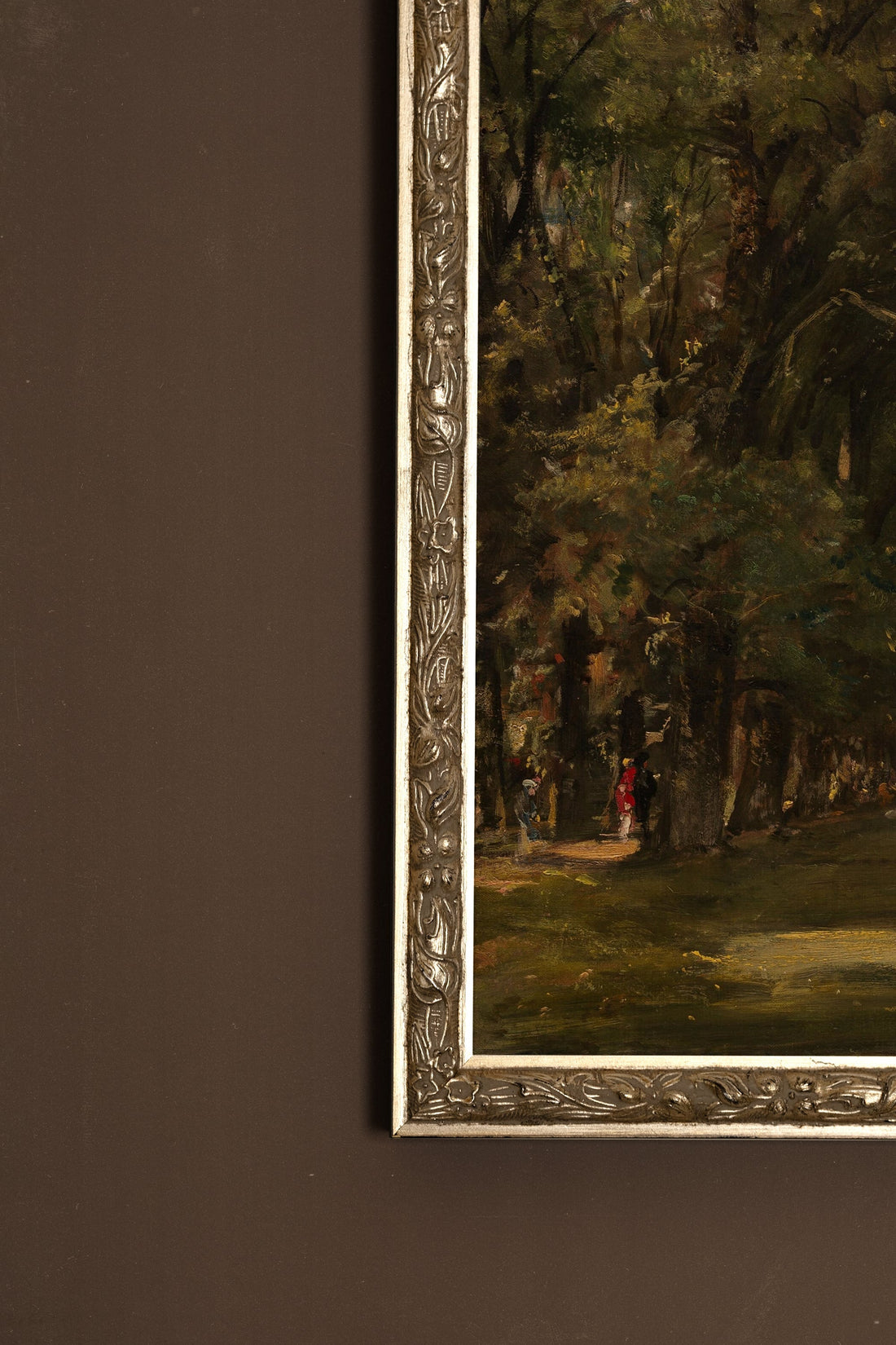 LA CATHÉDRALE DE SALISBURY, Artwork on rigid canvas, framed Vintage Silver