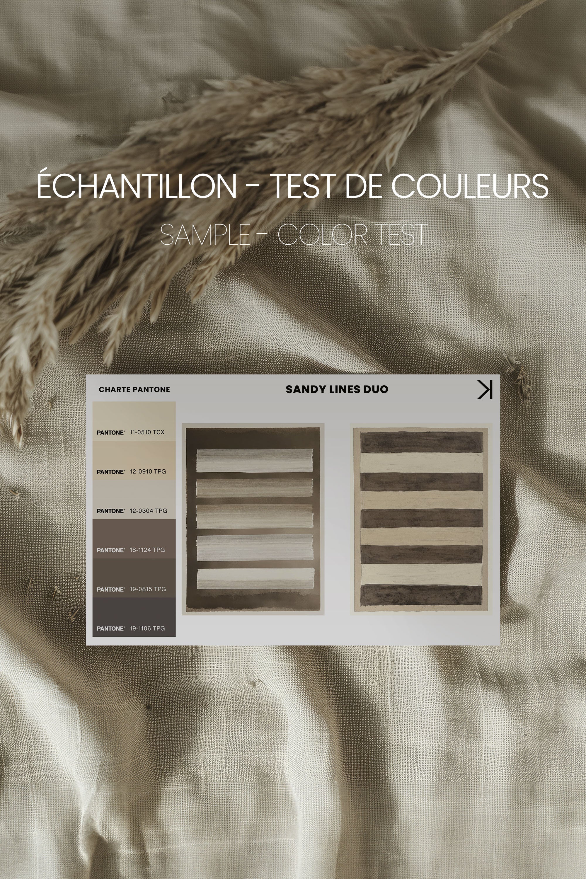 OLEKA CANVAS - SANDY LINES DUO, 2 Oeuvres sur toile étirée, encadré Noir