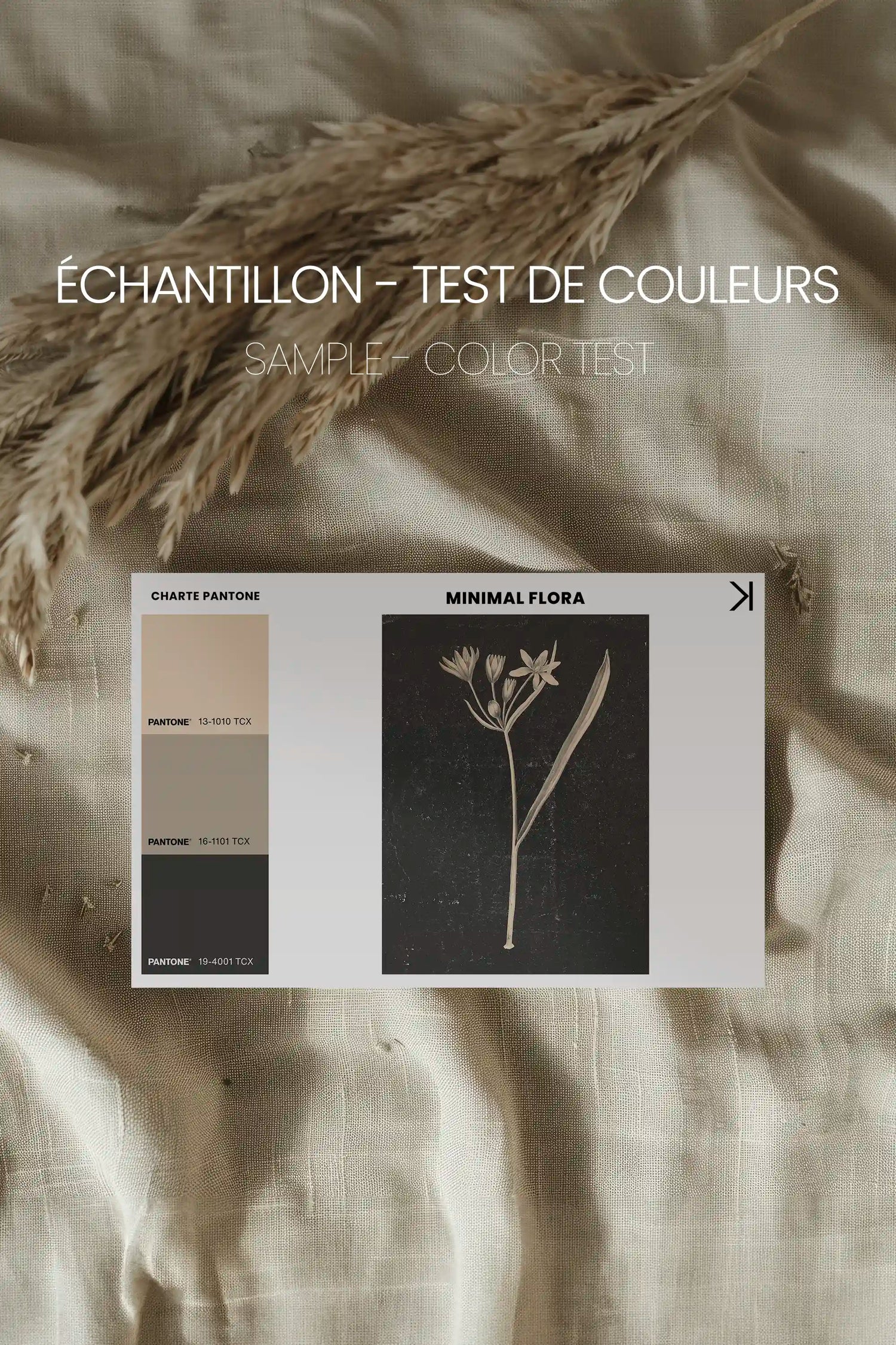 MINIMAL FLORA, Oeuvre sur toile étirée, encadré Blanc