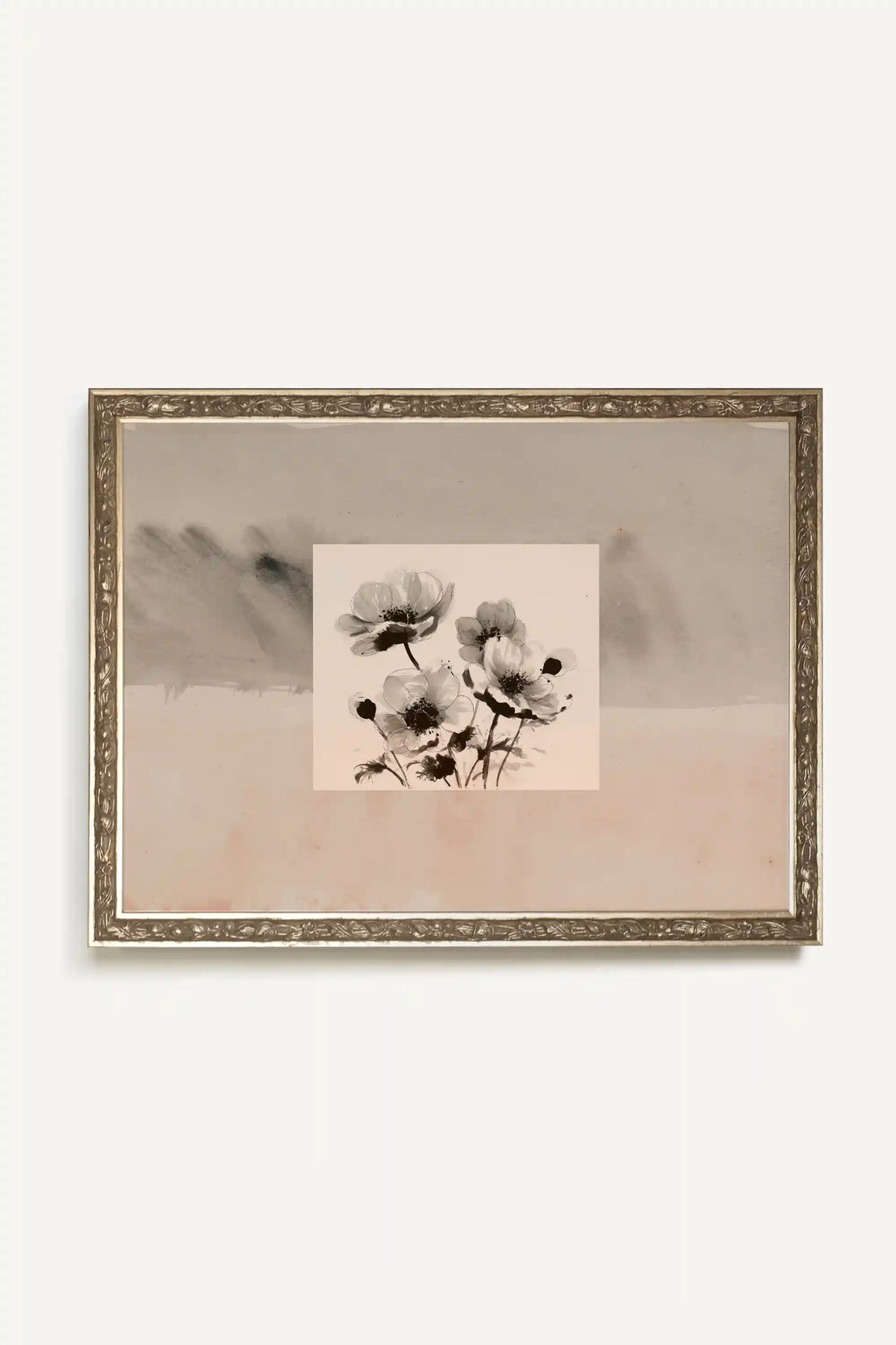 PRÉSENCE FLORALE, Oeuvre sur toile rigide, encadré Vintage Argent