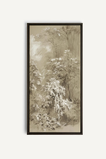 JARDIN OUBLIÉ, Oeuvre sur toile étirée, encadré Brun Noyer