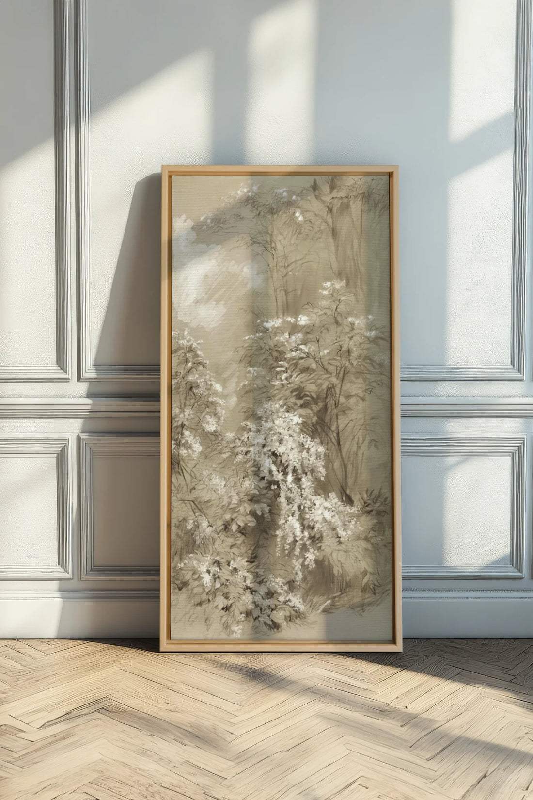 JARDIN OUBLIÉ, Oeuvre sur toile étirée, encadré Naturel Clair