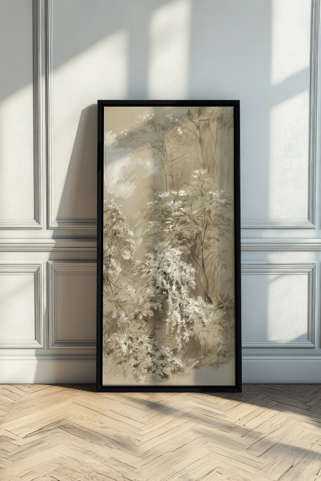 JARDIN OUBLIÉ, Oeuvre sur toile étirée, encadré Noir