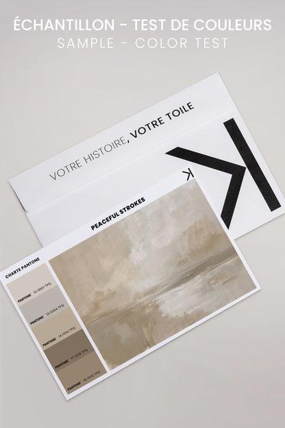 OLEKA CANVAS - PEACEFUL STROKES, Oeuvre sur toile étirée, encadré Brun Noyer