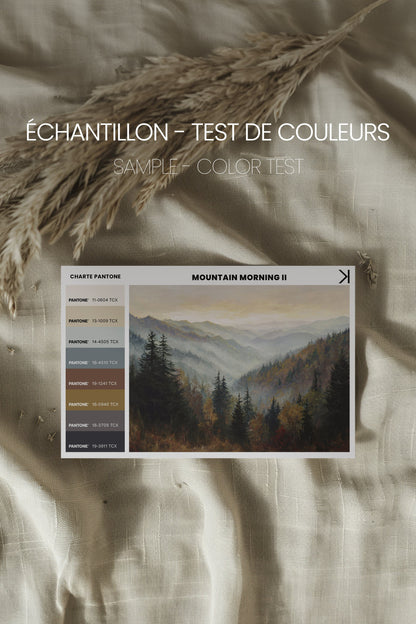 MOUNTAIN MORNING II, Oeuvre sur toile étirée, encadré Naturel Clair