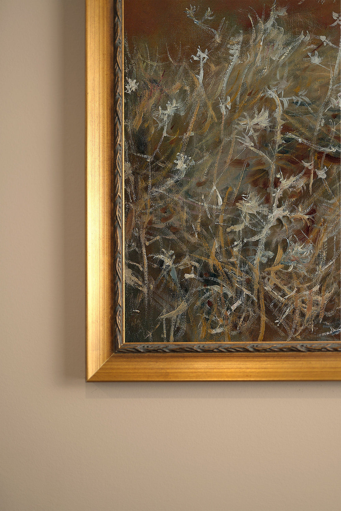 RACINES SAUVAGES, Artwork on rigid canvas, framed in Vintage Gold