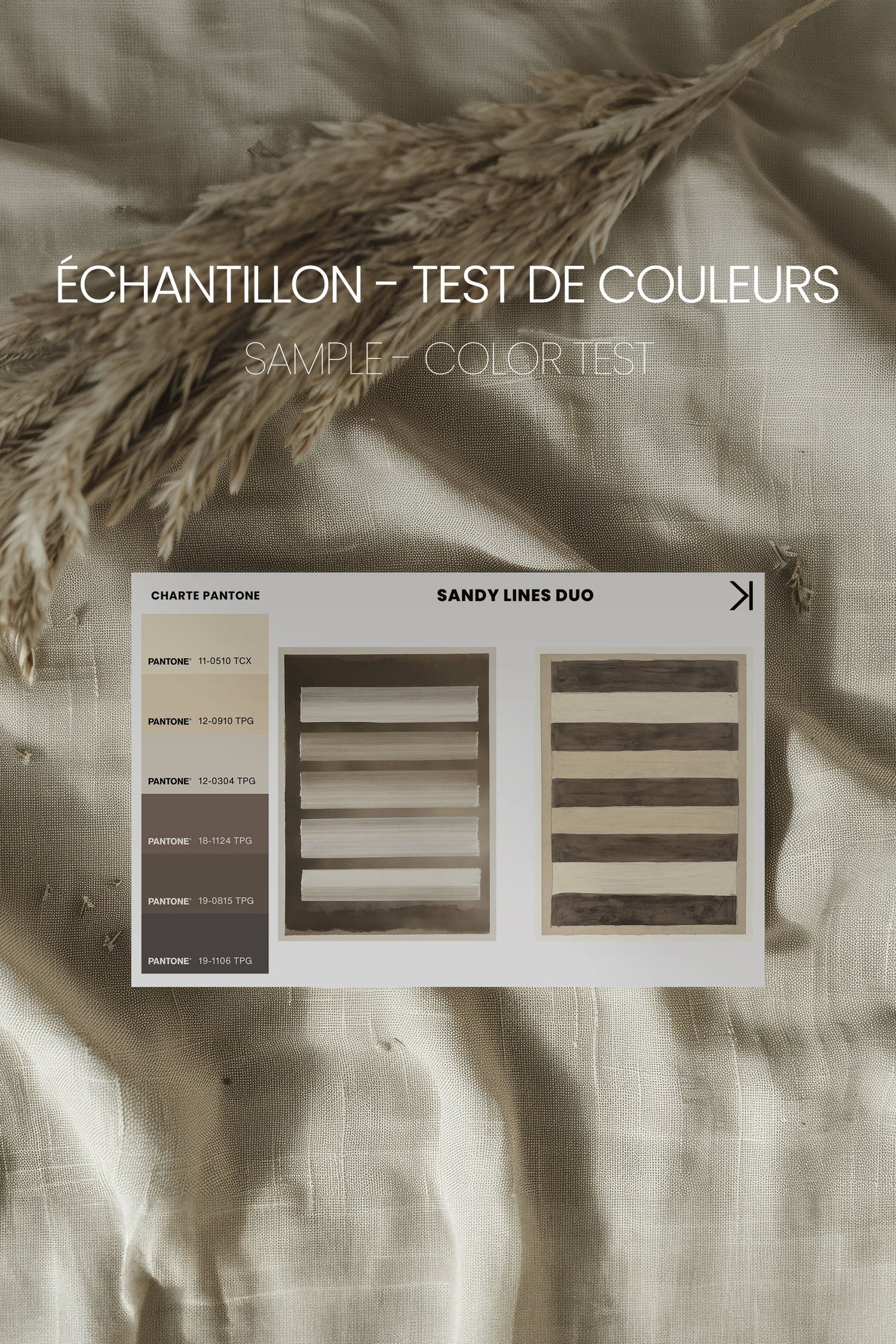 OLEKA CANVAS - SANDY LINES DUO, 2 Oeuvres sur toile étirée, encadré Naturel Clair