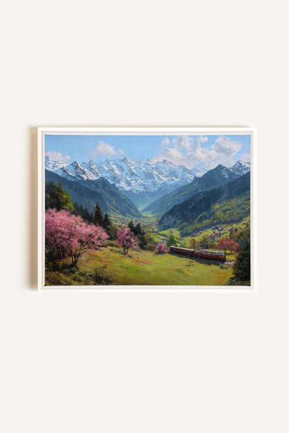 ALPINE JOURNEY, Oeuvre sur toile étirée, encadré Blanc