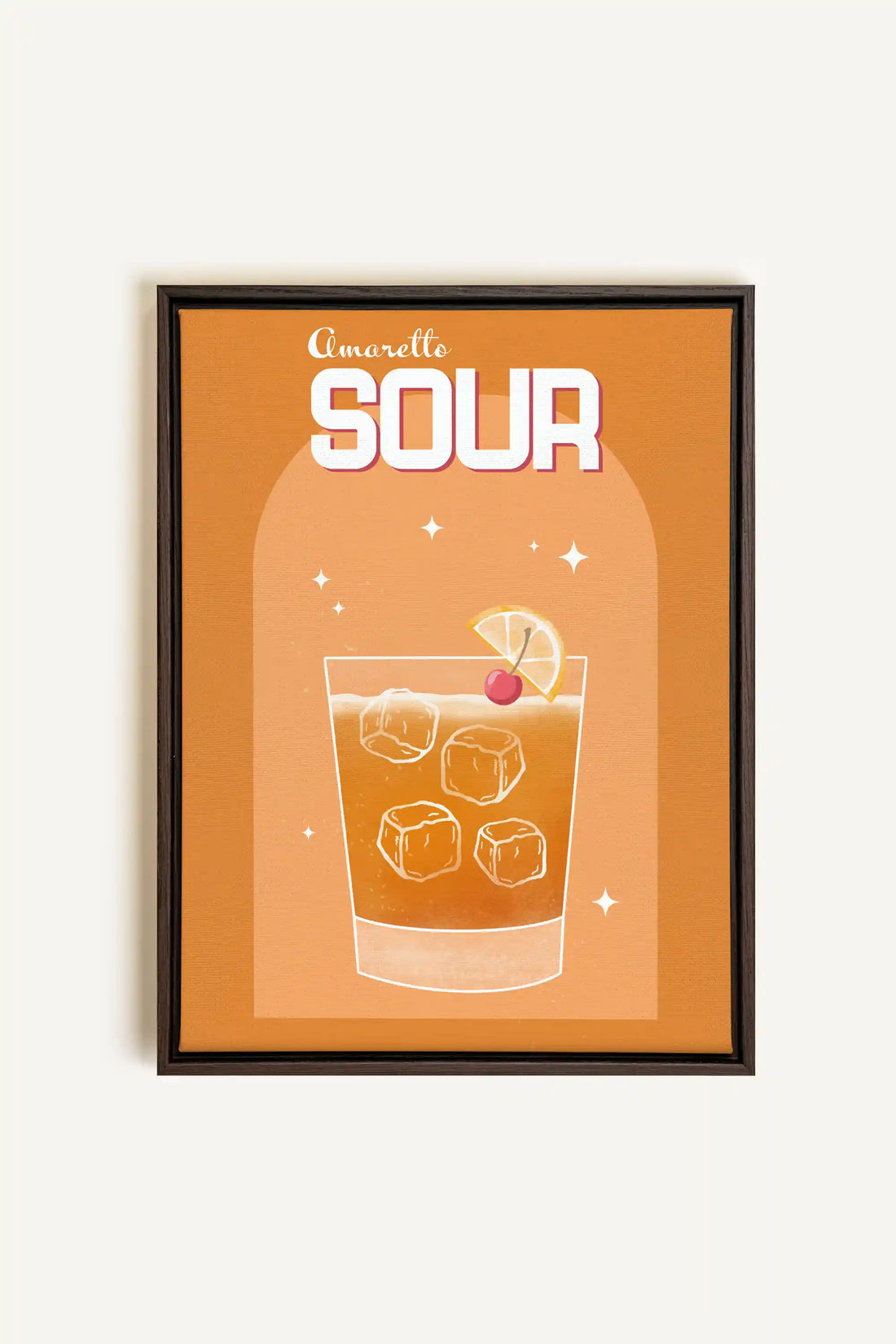 AMARETTO SOUR, Artwork on stretched canvas, framed in Walnut Brown