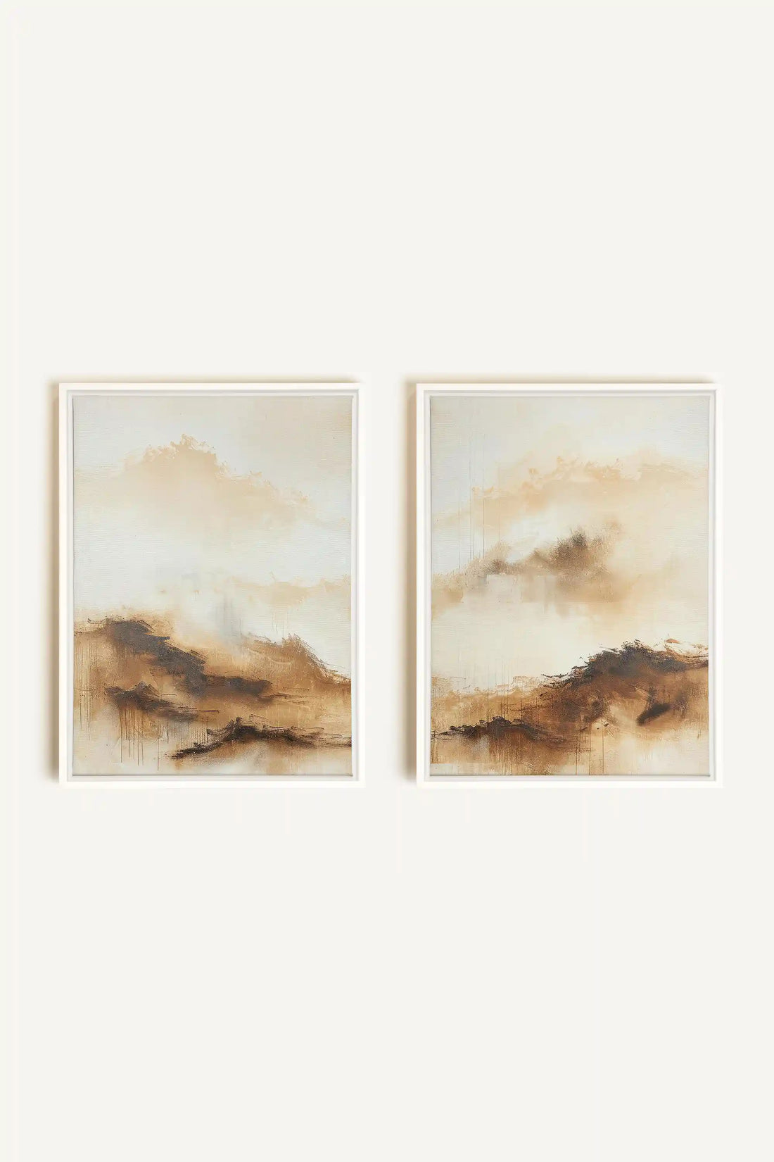 AMBER WAVES DUO, 2 Works on stretched canvas, framed in white